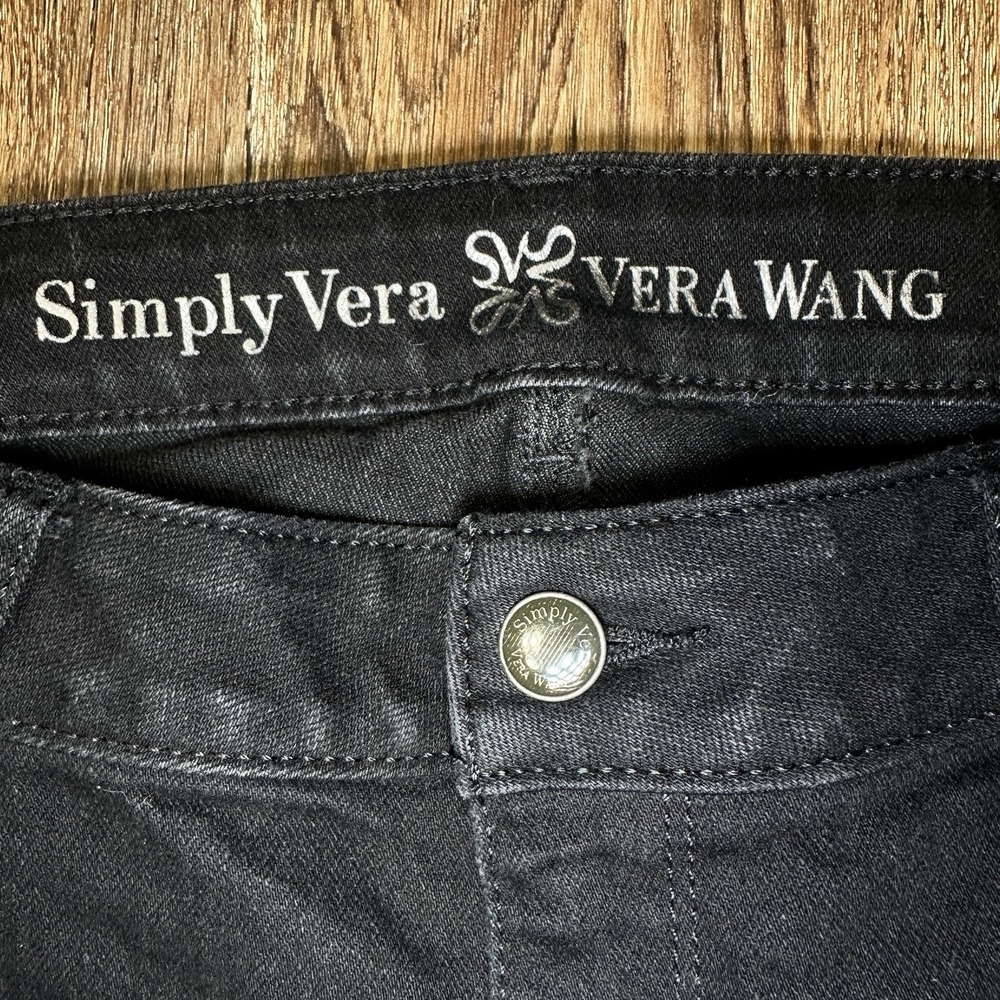 Simply Vera Vera Wang Jeans Womens 10 Black Skinny Stretch Ankle Zip Pockets - Picture 7 of 13